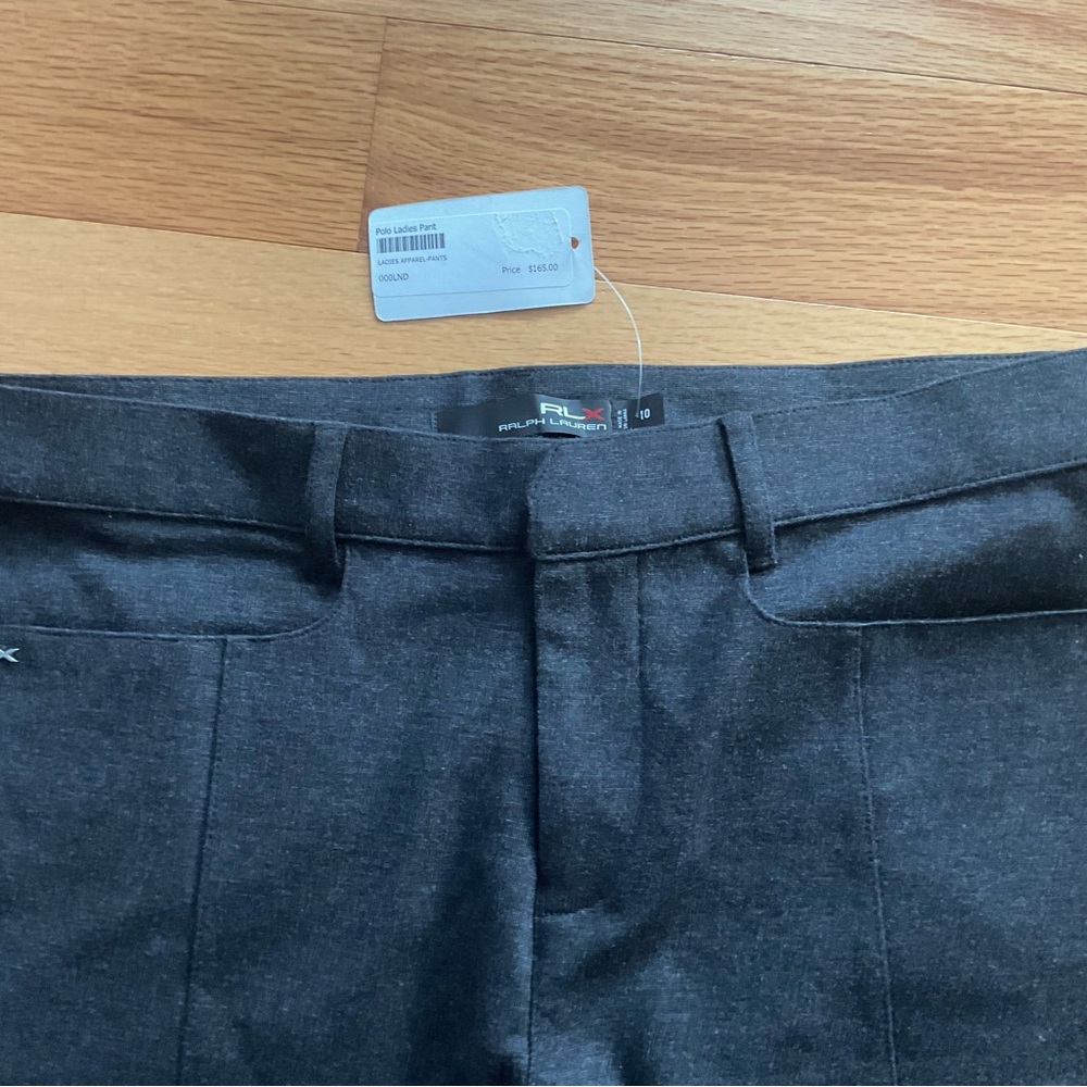 RLX Ralph Lauren Pants Womens 10 Gray Heathered Flat Front Straight Leg Golf-
